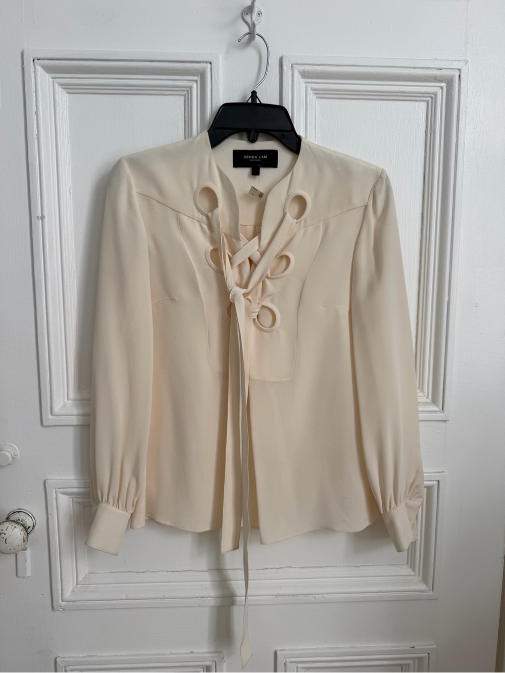 Derek Lam Ivory Lace-Up Front Blouse